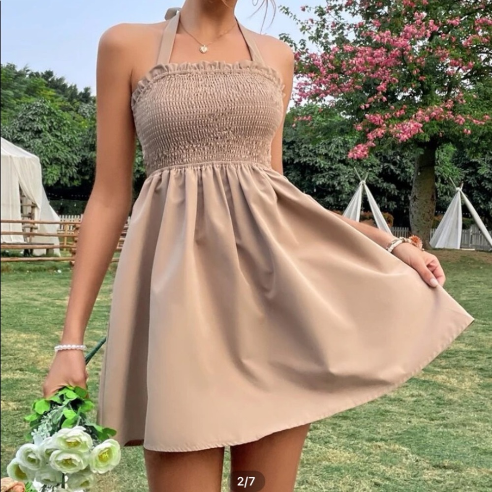 Brown SHEIN dress with bow on the back